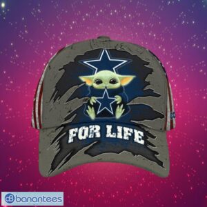NFL Dallas Cowboys Logo Design Baby Yoda For Life Gifts For Fans Full Over Print Cap Product Photo 1