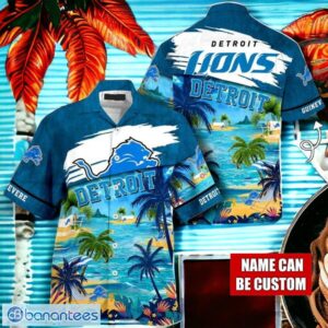 NFL Detroit Lions Logo Fans Love Custom Your Name Hawaiian Shirt Full Over Print Product Photo 1