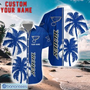 St Louis Blues Coconut Pattern Hawaiian Shirt And Shorts Personalized Name Unique Gift For Summer Product Photo 1
