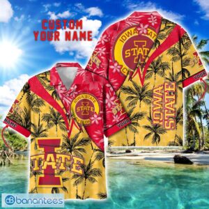 Iowa State Cyclones Hawaii Shirt Vintage coconut Pattern Tropical Hawaiian Football Beach Shirts Custom Name Product Photo 1