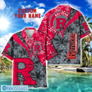 Rutgers Scarlet Knights Hawaii Shirt Vintage coconut Pattern Tropical Hawaiian Football Beach Shirts Custom Name Product Photo 1