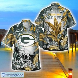 Green Bay Packers Tropical Floral Skull 3D Hawaiian Shirt Beach Shirt Halloween Gift Product Photo 1
