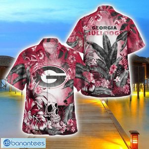Georgia Bulldogs Tropical Floral Skull 3D Hawaiian Shirt Beach Shirt Halloween Gift Product Photo 1