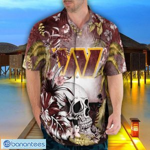 Washington Commanders Tropical Floral Skull 3D Hawaiian Shirt Beach Shirt Halloween Gift Product Photo 4