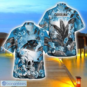 Carolina Panthers Tropical Floral Skull 3D Hawaiian Shirt Beach Shirt Halloween Gift Product Photo 1