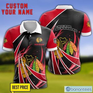 Chicago Blackhawks Personalized Name 3D Polo Shirt Gift For Sport Golf Lover Product Photo 1