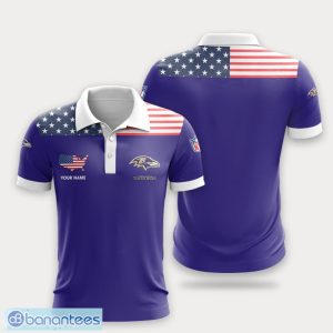Baltimore Ravens Flag Pattern And Sport Team Logo 3D Polo Shirt Custom Name For Fans Product Photo 1