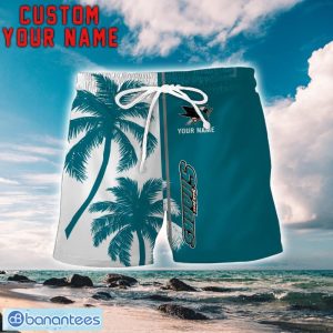 San Jose Sharks Coconut Pattern Hawaiian Shirt And Shorts Personalized Name Unique Gift For Summer Product Photo 2