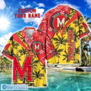 Maryland Terrapins Hawaii Shirt Vintage coconut Pattern Tropical Hawaiian Football Beach Shirts Custom Name Product Photo 1