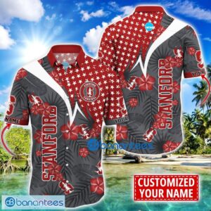 Stanford Cardinal Star and Flower Pattern Tropical Hawaiian Shirt Summer Gift For Men Women Custom Name Product Photo 1