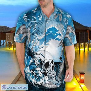 Detroit Lions Tropical Floral Skull 3D Hawaiian Shirt Beach Shirt Halloween Gift Product Photo 4
