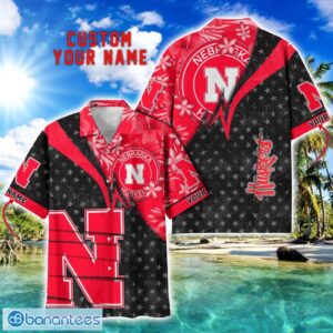 Nebraska Cornhuskers Hawaii Shirt Vintage coconut Pattern Tropical Hawaiian Football Beach Shirts Custom Name Product Photo 1