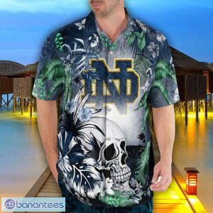 Notre Dame Fighting Irish Tropical Floral Skull 3D Hawaiian Shirt Beach Shirt Halloween Gift Product Photo 4