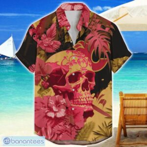 Calgary Flames Skull Flower Hawaiian Shirt NHL Halloween Gift For Sports Fans Product Photo 1