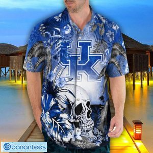 Kentucky Wildcats Tropical Floral Skull 3D Hawaiian Shirt Beach Shirt Halloween Gift Product Photo 4