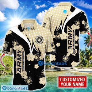 Army Black Knights Star and Flower Pattern Tropical Hawaiian Shirt Summer Gift For Men Women Custom Name Product Photo 1