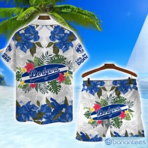 Los Angeles Dodgers MLB Summer Flower Pattern Tropical Hawaiian Shirt And Shorts Product Photo 2