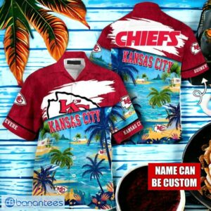 NFL Kansas City Chiefs Logo Fans Love Custom Your Name Hawaiian Shirt Full Over Print Product Photo 1