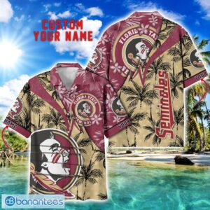 Florida State Seminoles Hawaii Shirt Vintage coconut Pattern Tropical Hawaiian Football Beach Shirts Custom Name Product Photo 1