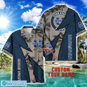 Utah State Aggies AOP Hawaiian Shirt Beach Summer Shirt Personalized Name For fans Product Photo 1
