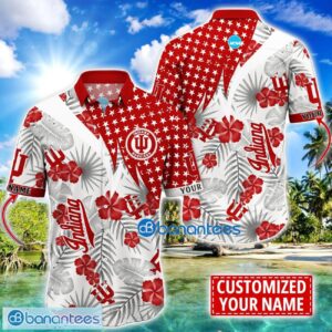 Indiana Hoosiers Star and Flower Pattern Tropical Hawaiian Shirt Summer Gift For Men Women Custom Name Product Photo 1