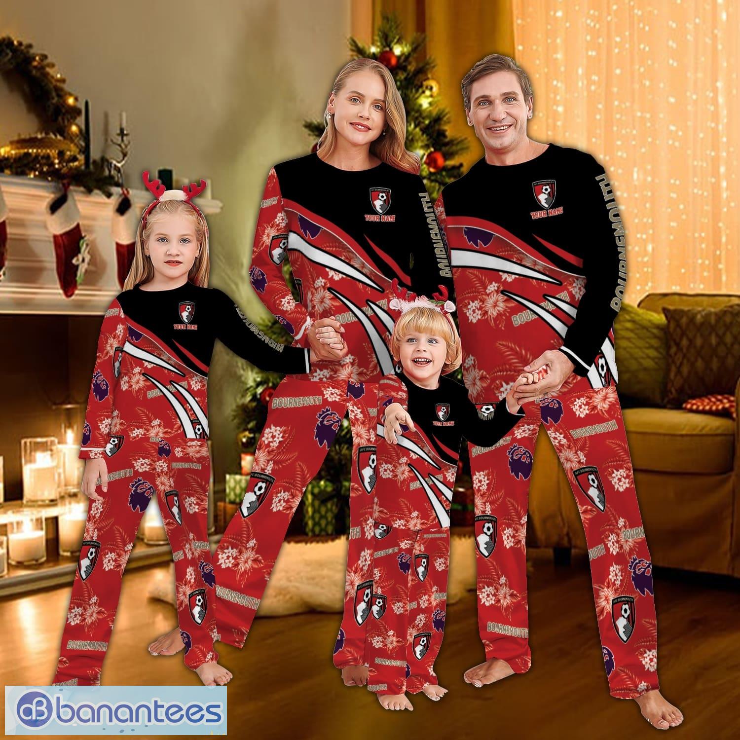 afc bournemouth flower pattern pajamas set gift family image AFC Bournemouth Flower Pattern Pajamas Set Gift Family - AFC Bournemouth Flower Pattern Pajamas Set Gift Family