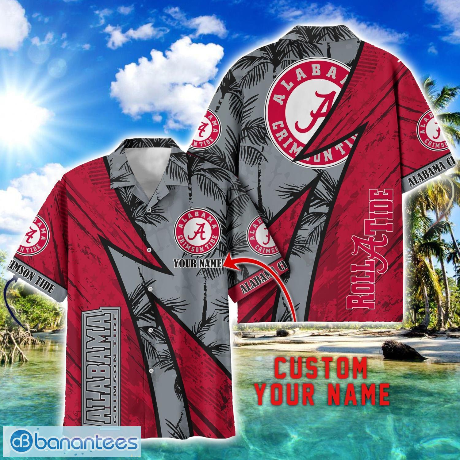 alabama crimson tide aop hawaiian shirt beach summer shirt personalized name for fans image Alabama Crimson Tide AOP Hawaiian Shirt Beach Summer Shirt Personalized Name For fans Product Photo 1