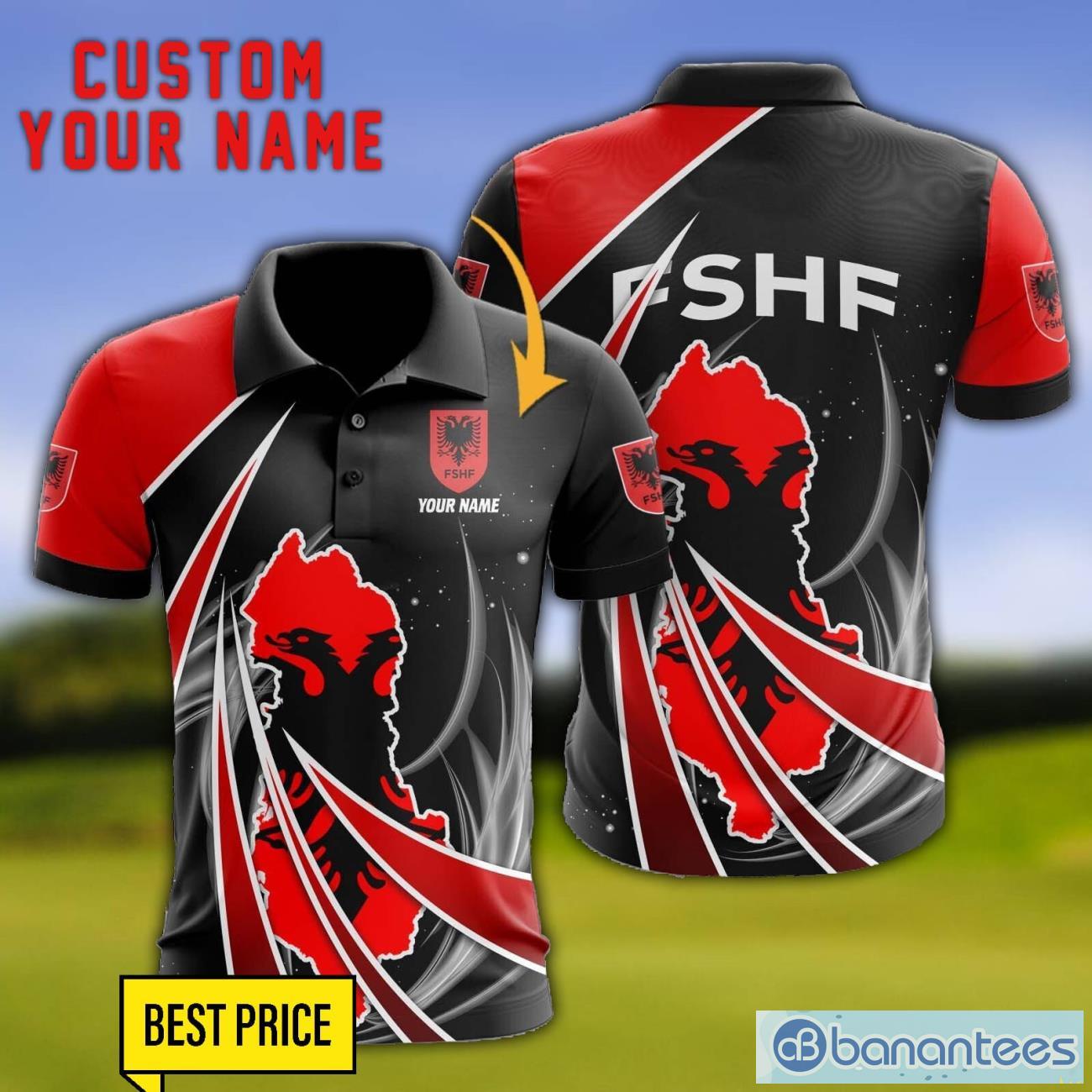 albania national football team personalized name 3d polo shirt gift for sport golf lover image Albania national football team Personalized Name 3D Polo Shirt Gift For Sport Golf Lover Product Photo 1