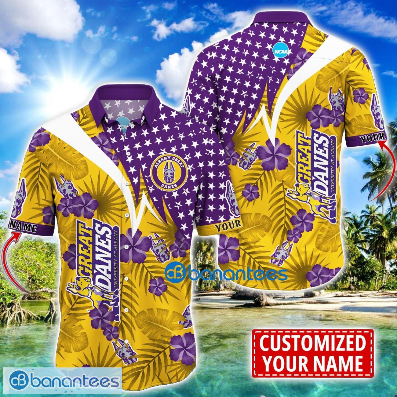 albany great danes star and flower pattern tropical hawaiian shirt summer gift for men women custom name image Albany Great Danes Star and Flower Pattern Tropical Hawaiian Shirt Summer Gift For Men Women Custom Name Product Photo 1