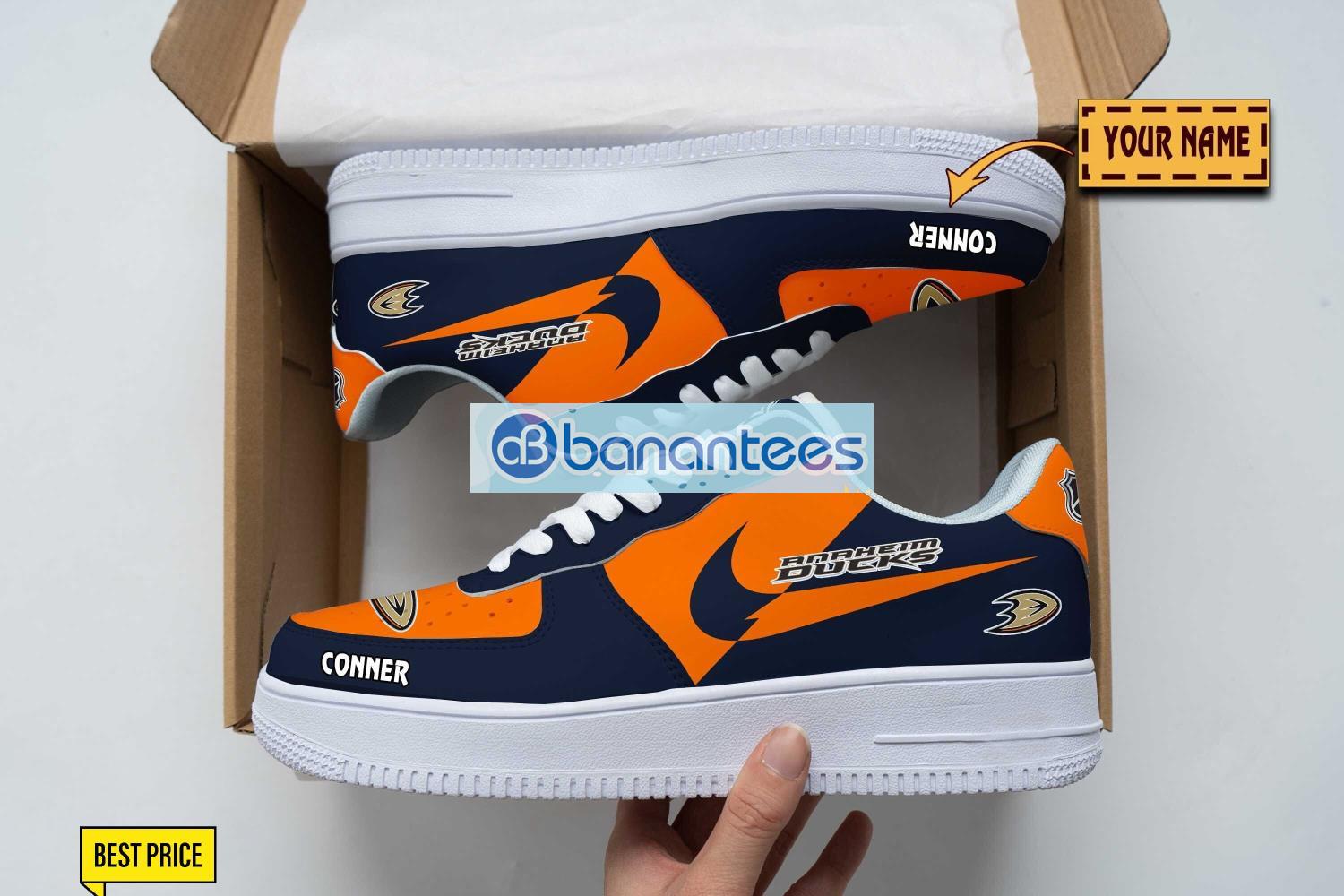 anaheim ducks air force shoes custom name gift for fans af1 sneakers image Anaheim Ducks Air Force Shoes Custom Name Gift For Fans AF1 Sneakers Product Photo 1