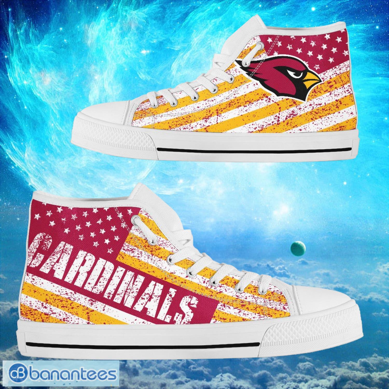 arizona cardinals custom america flag italic vintage style high top shoes 1 image Arizona Cardinals Custom America Flag Italic Vintage Style High Top Shoes Product Photo 2