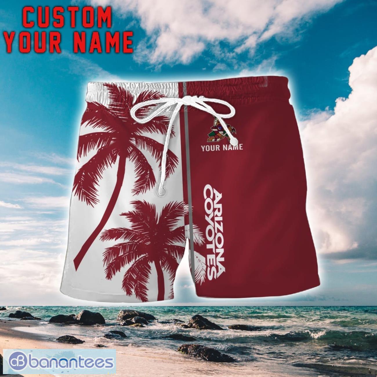 arizona coyotes coconut pattern hawaiian shirt and shorts personalized name unique gift for summer 1 image Arizona Coyotes Coconut Pattern Hawaiian Shirt And Shorts Personalized Name Unique Gift For Summer Product Photo 2