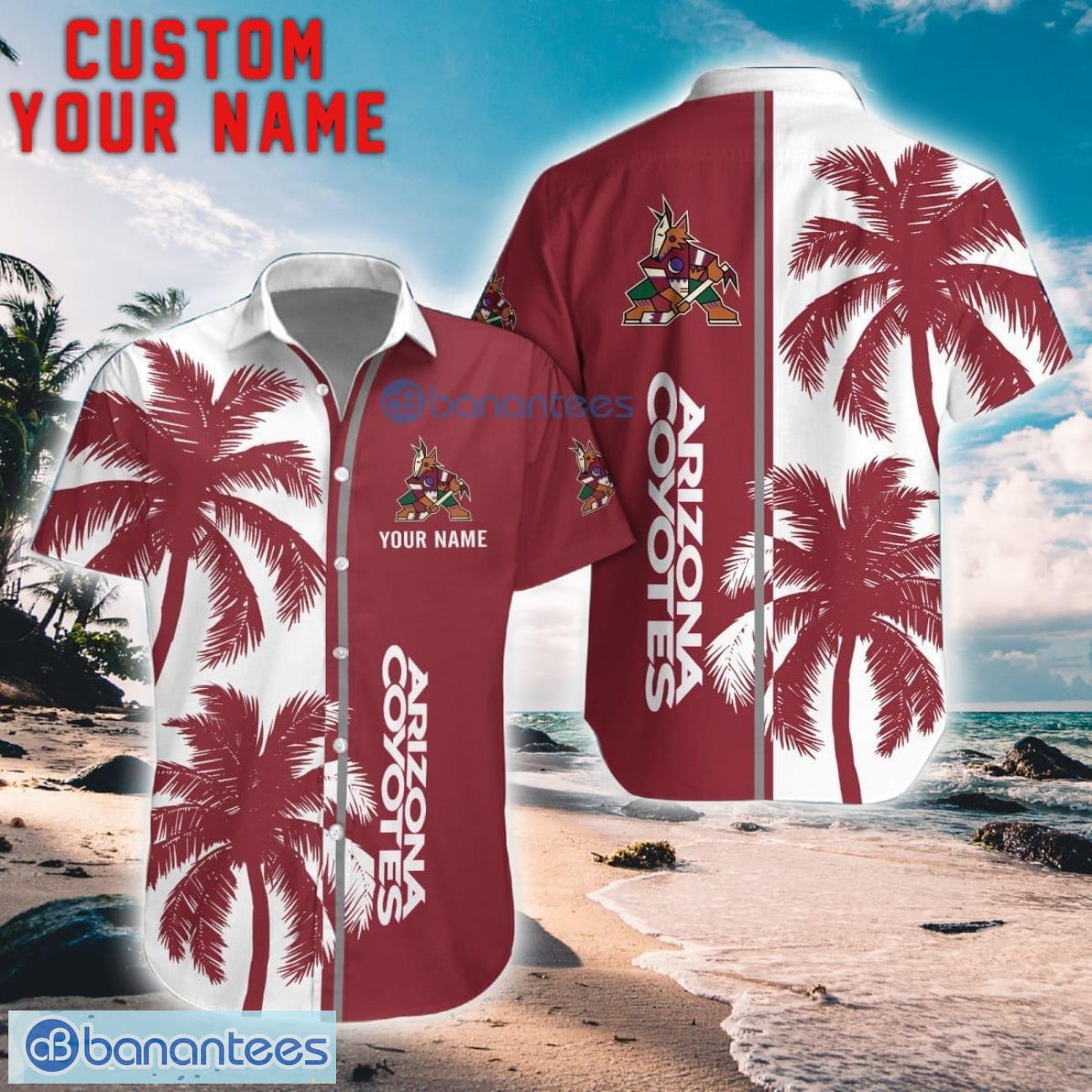 arizona coyotes coconut pattern hawaiian shirt and shorts personalized name unique gift for summer image Arizona Coyotes Coconut Pattern Hawaiian Shirt And Shorts Personalized Name Unique Gift For Summer Product Photo 1