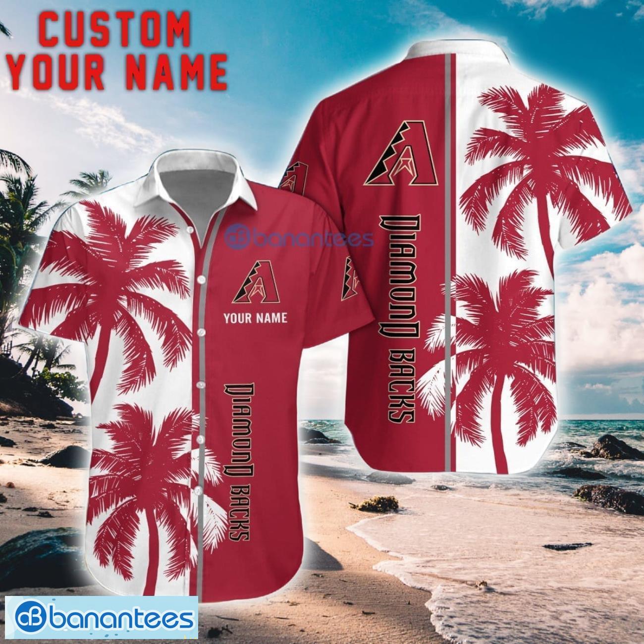 arizona diamondbacks coconut pattern hawaiian shirt and shorts personalized name unique gift for summer image Arizona Diamondbacks Coconut Pattern Hawaiian Shirt And Shorts Personalized Name Unique Gift For Summer Product Photo 1
