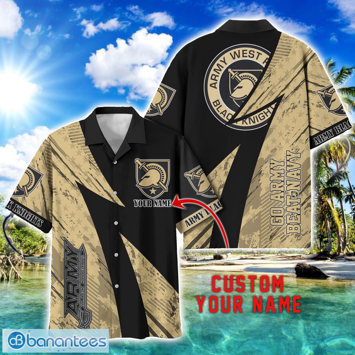 army black knights aop hawaiian shirt beach summer shirt personalized name for fans image Army Black Knights AOP Hawaiian Shirt Beach Summer Shirt Personalized Name For fans Product Photo 1