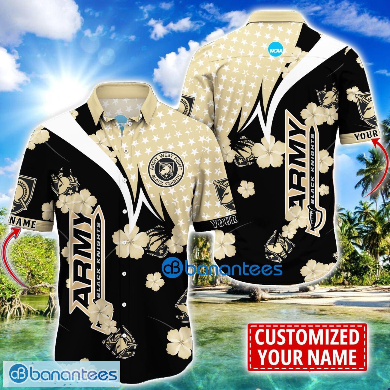 army black knights star and flower pattern tropical hawaiian shirt summer gift for men women custom name image Army Black Knights Star and Flower Pattern Tropical Hawaiian Shirt Summer Gift For Men Women Custom Name Product Photo 1