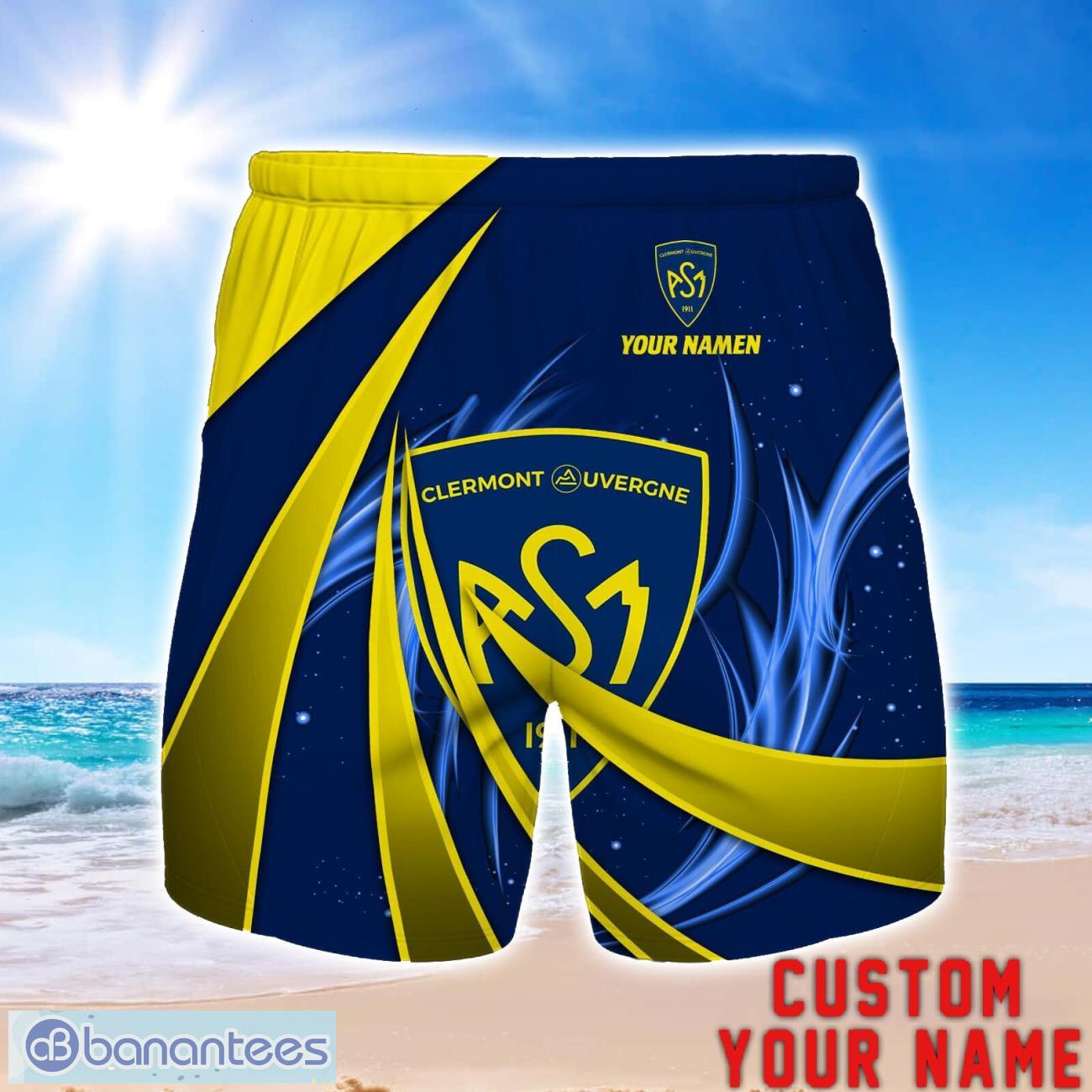 asm clermont auvergne personalized name 3d beach short summer gift ideas image ASM Clermont Auvergne Personalized Name 3D Beach Short Summer Gift Ideas Product Photo 1
