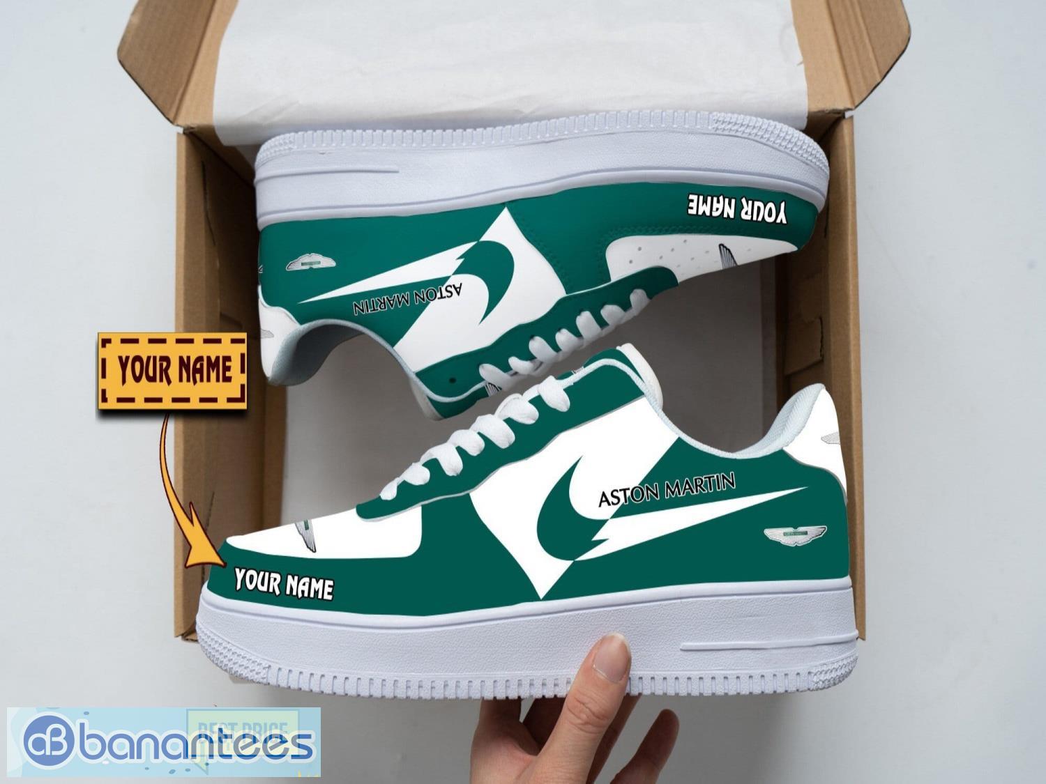 aston martin air force shoes custom name gift for fans af1 sneakers image Aston Martin Air Force Shoes Custom Name Gift For Fans AF1 Sneakers Product Photo 1