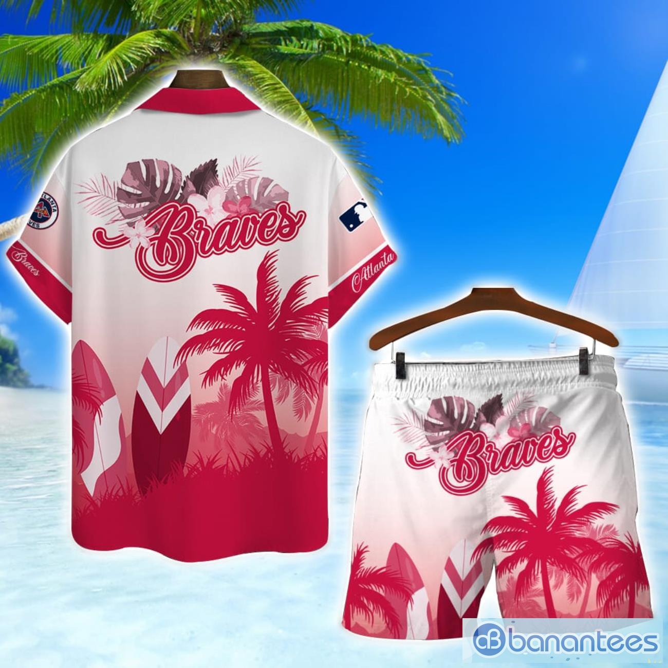 atlanta braves mlb summer tropical coconut hawaiian shirt and shorts beach lover gift 1 image Atlanta Braves MLB Summer Tropical Coconut Hawaiian Shirt And Shorts beach Lover Gift Product Photo 2