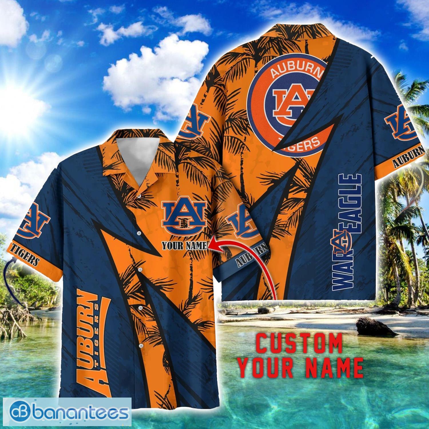 auburn tigers aop hawaiian shirt beach summer shirt personalized name for fans image Auburn Tigers AOP Hawaiian Shirt Beach Summer Shirt Personalized Name For fans Product Photo 1