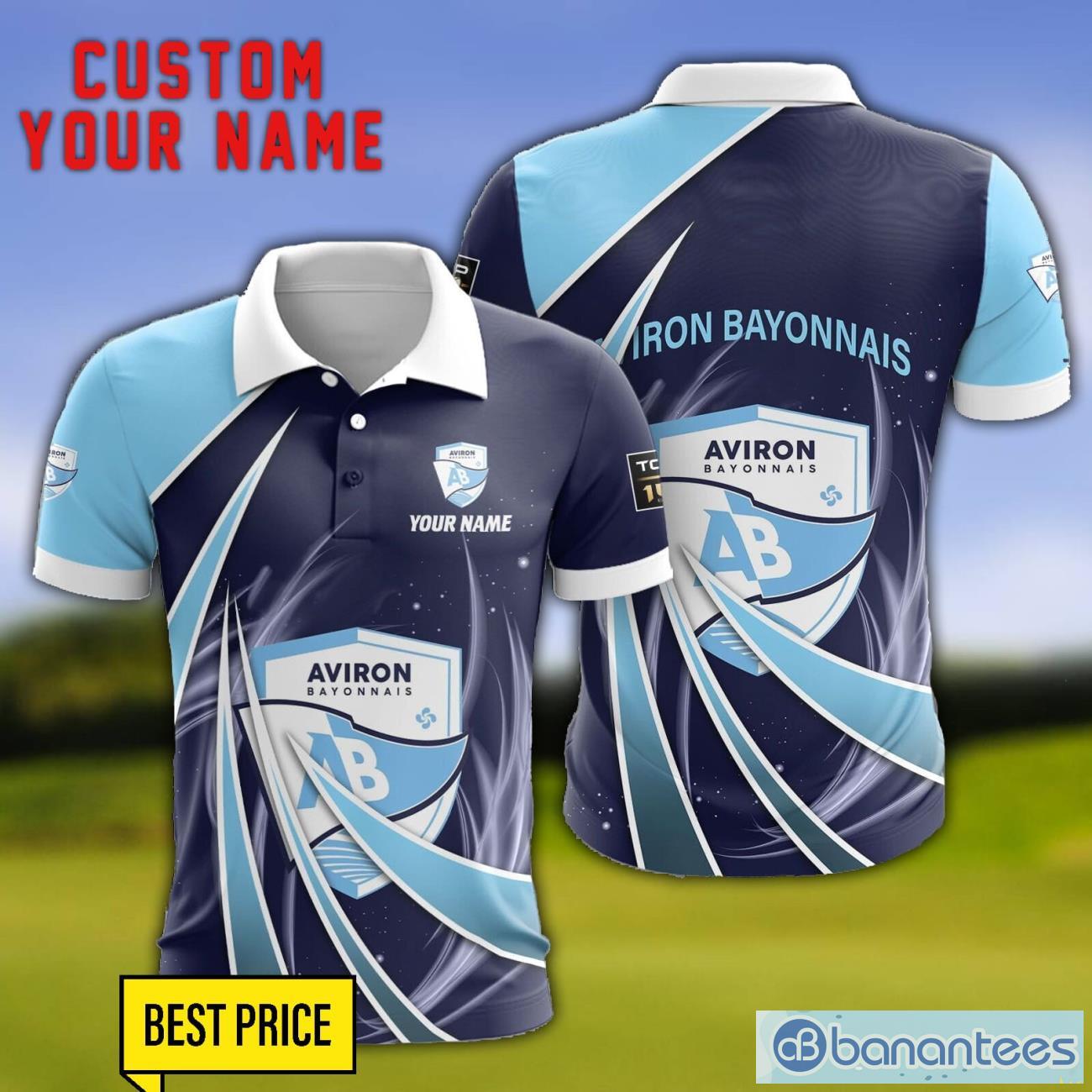 aviron bayonnais personalized name 3d polo shirt gift for sport golf lover image Aviron Bayonnais Personalized Name 3D Polo Shirt Gift For Sport Golf Lover Product Photo 1