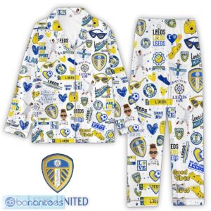 Leeds United Cozy Car Button Pajamas Set Pattern For Men Women Fans - Leeds United Button Pajamas Set_1