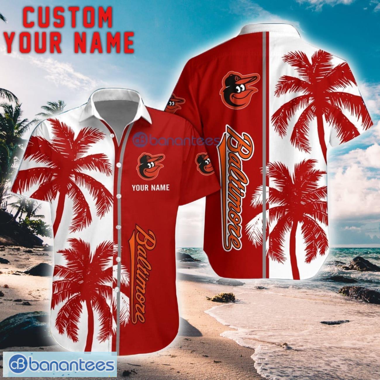 baltimore orioles coconut pattern hawaiian shirt and shorts personalized name unique gift for summer image Baltimore Orioles Coconut Pattern Hawaiian Shirt And Shorts Personalized Name Unique Gift For Summer Product Photo 1