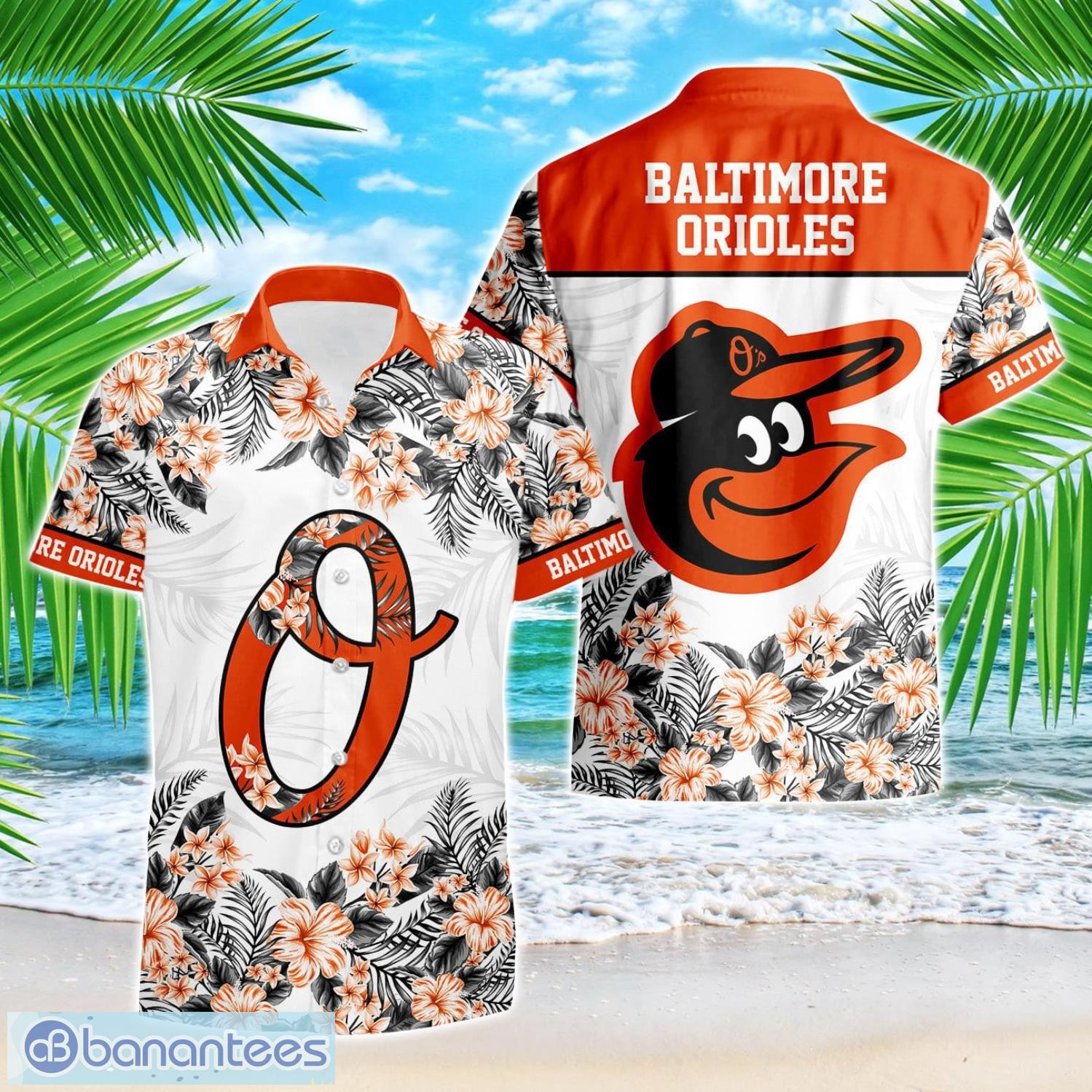 baltimore orioles hibiscus plumeria flower 3d printed hawaiian shirt image Baltimore Orioles Hibiscus Plumeria Flower 3D Printed Hawaiian Shirt Product Photo 1