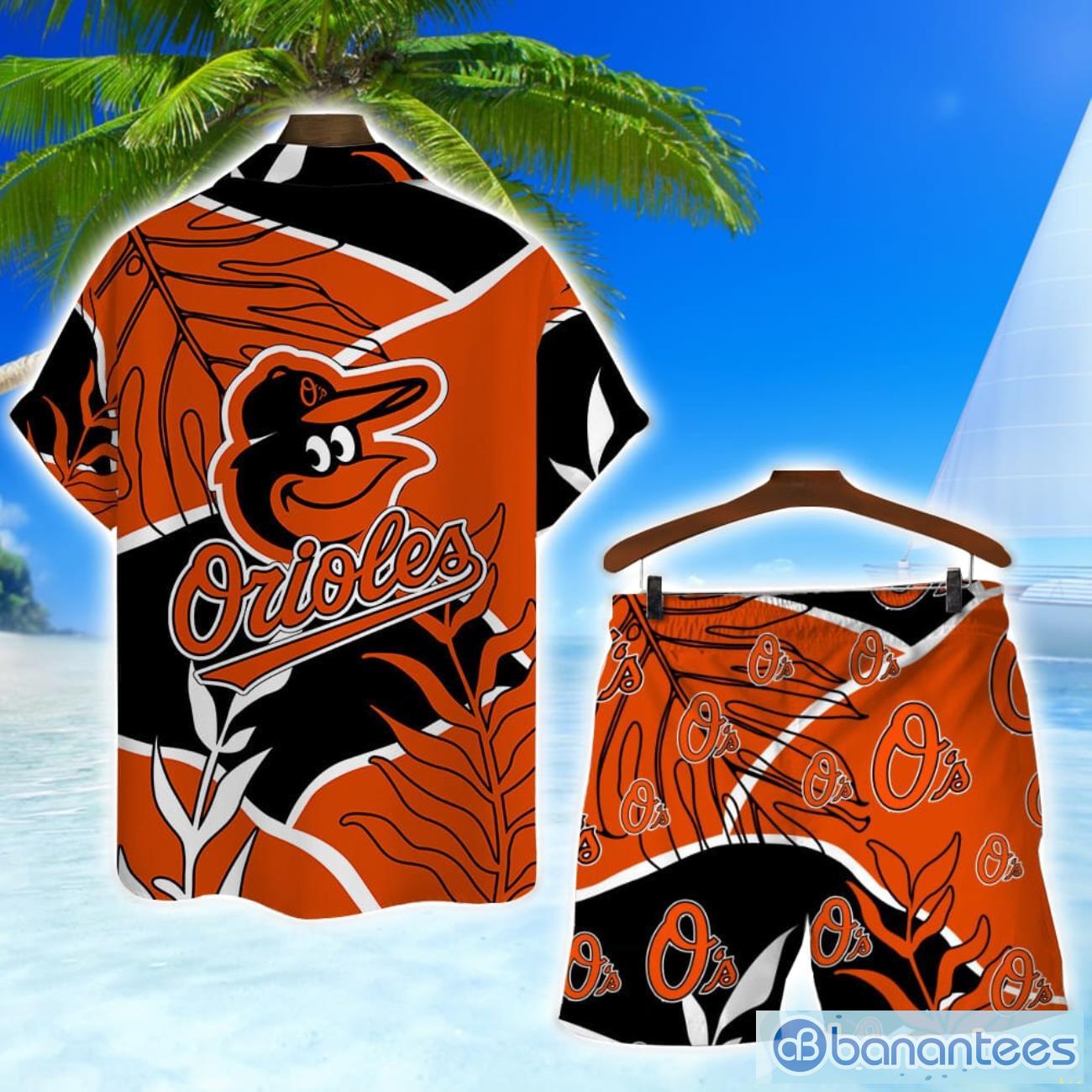 baltimore orioles team logo colorful pattern hawaiian shirt and shorts set 1 image Baltimore Orioles Team Logo Colorful Pattern Hawaiian Shirt And Shorts Set Product Photo 2