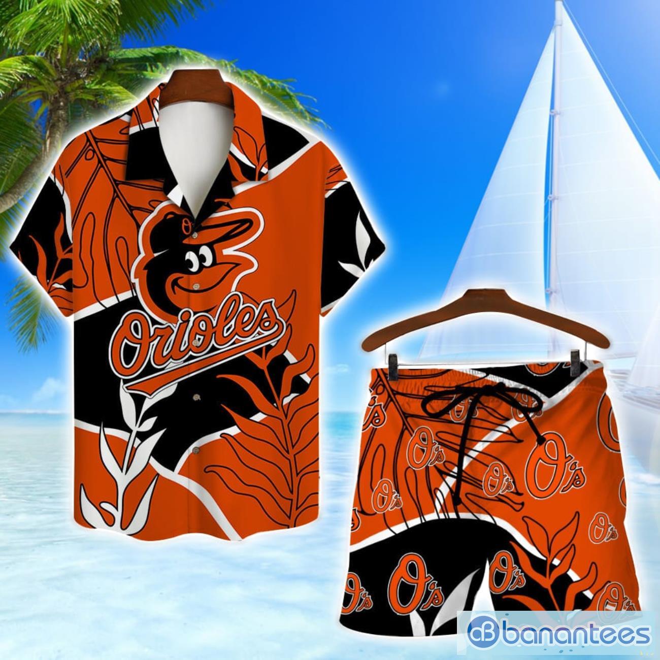 baltimore orioles team logo colorful pattern hawaiian shirt and shorts set image Baltimore Orioles Team Logo Colorful Pattern Hawaiian Shirt And Shorts Set Product Photo 1