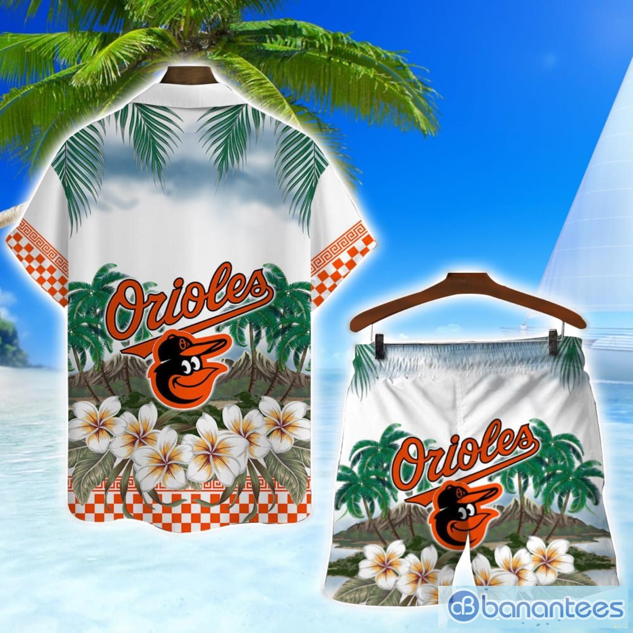 baltimore orioles team logo flower hawaiian shirt and shorts beach gift 1 image Baltimore Orioles Team Logo Flower Hawaiian Shirt And Shorts Beach Gift Product Photo 2