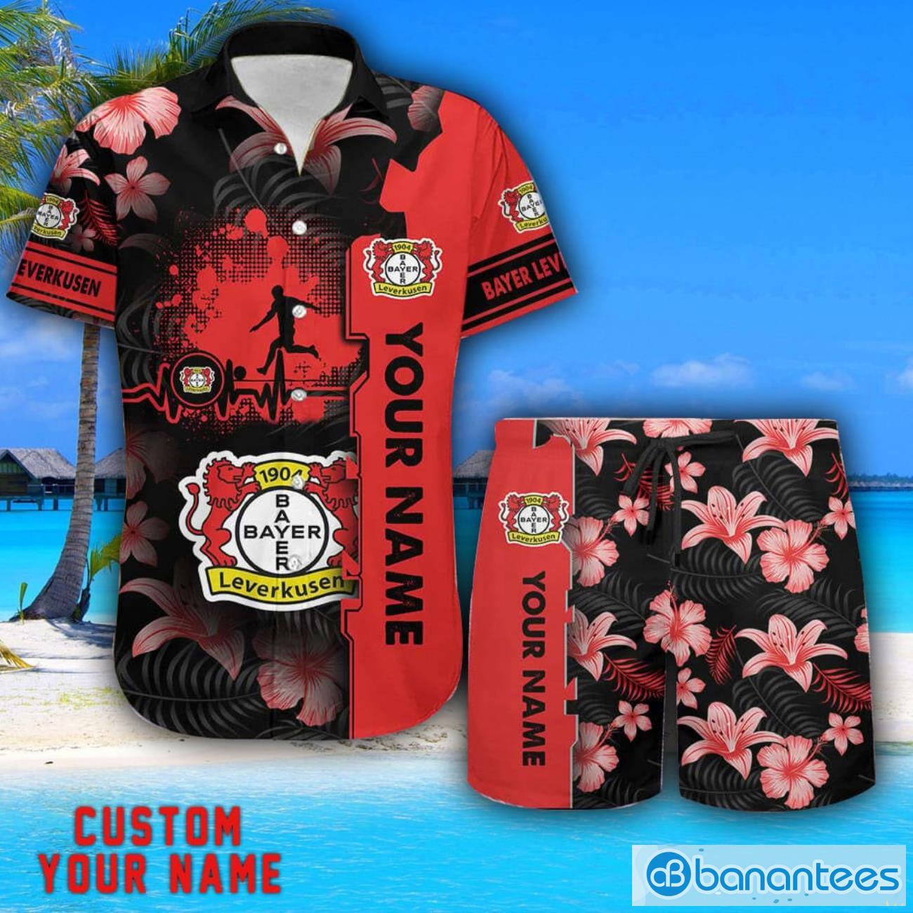 bayer leverkusen tropical combo hawaiian shirt and shorts personalized name for fans image Bayer Leverkusen Tropical Combo Hawaiian Shirt And Shorts Personalized Name For Fans Product Photo 1