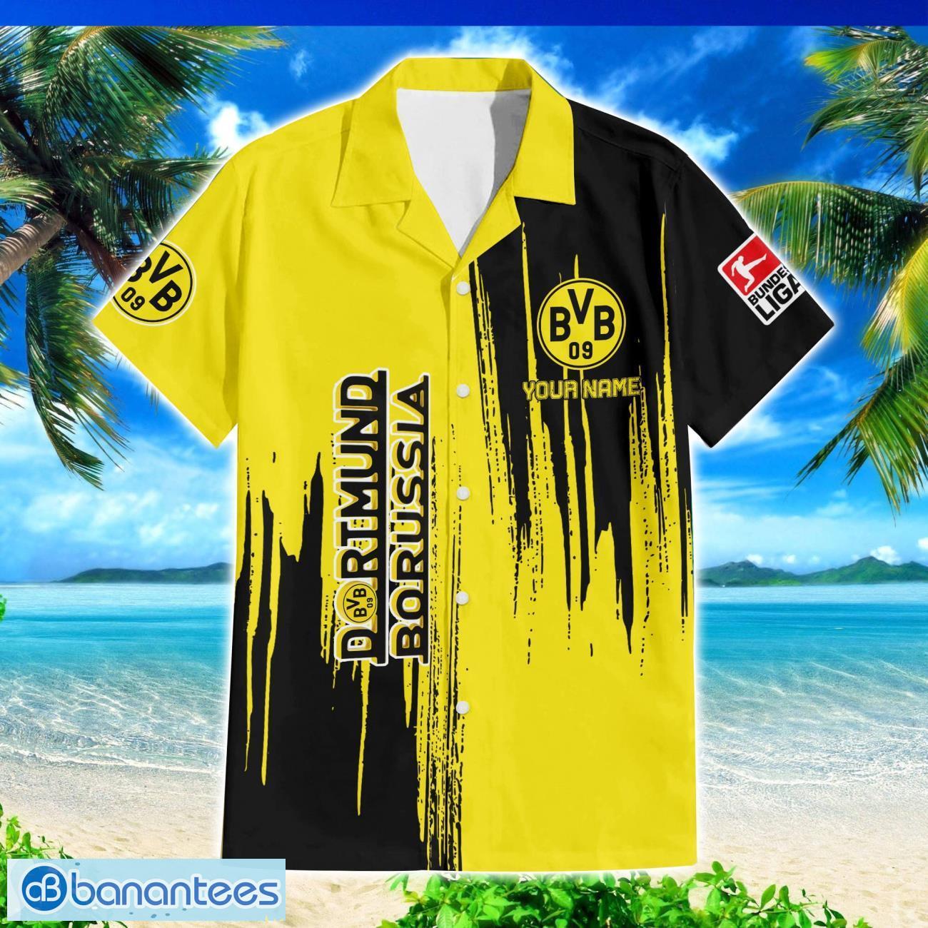 borussia dortmund custom name hawaiian shirt and beach shorts for fans summer gift 1 image Borussia Dortmund Custom Name Hawaiian Shirt And Beach Shorts For Fans Summer Gift Product Photo 2