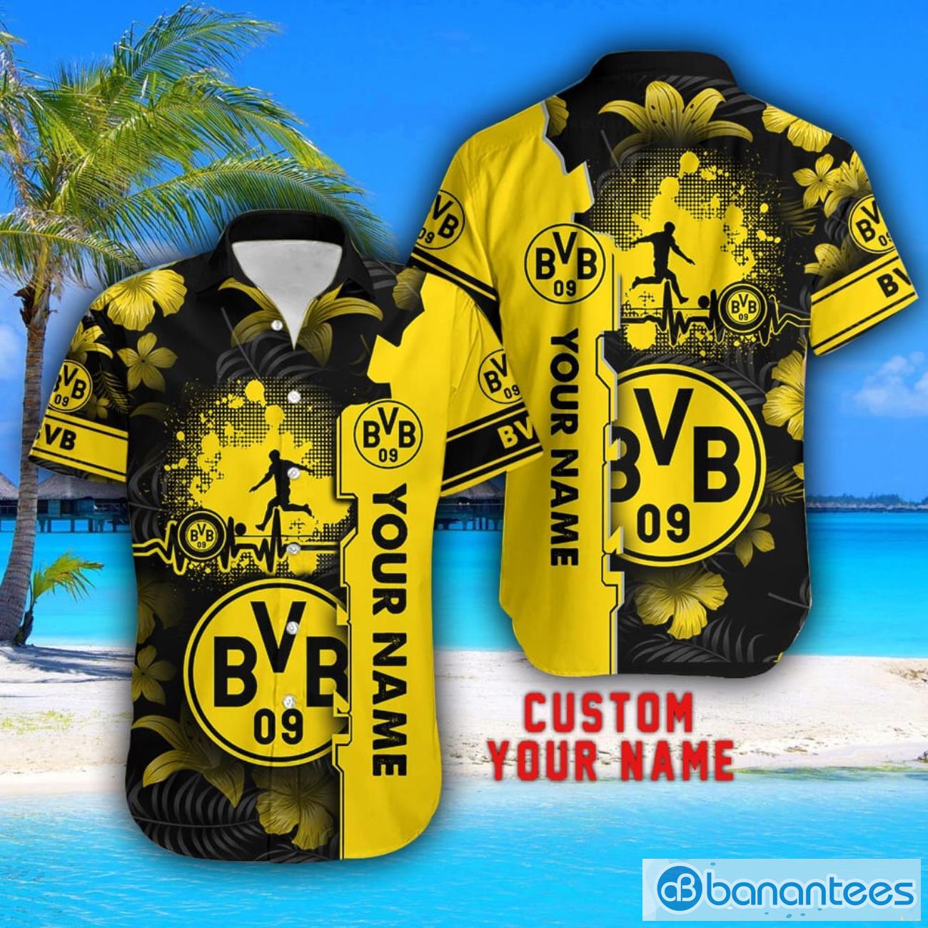 borussia dortmund tropical combo hawaiian shirt and shorts personalized name for fans 1 image Borussia Dortmund Tropical Combo Hawaiian Shirt And Shorts Personalized Name For Fans Product Photo 2